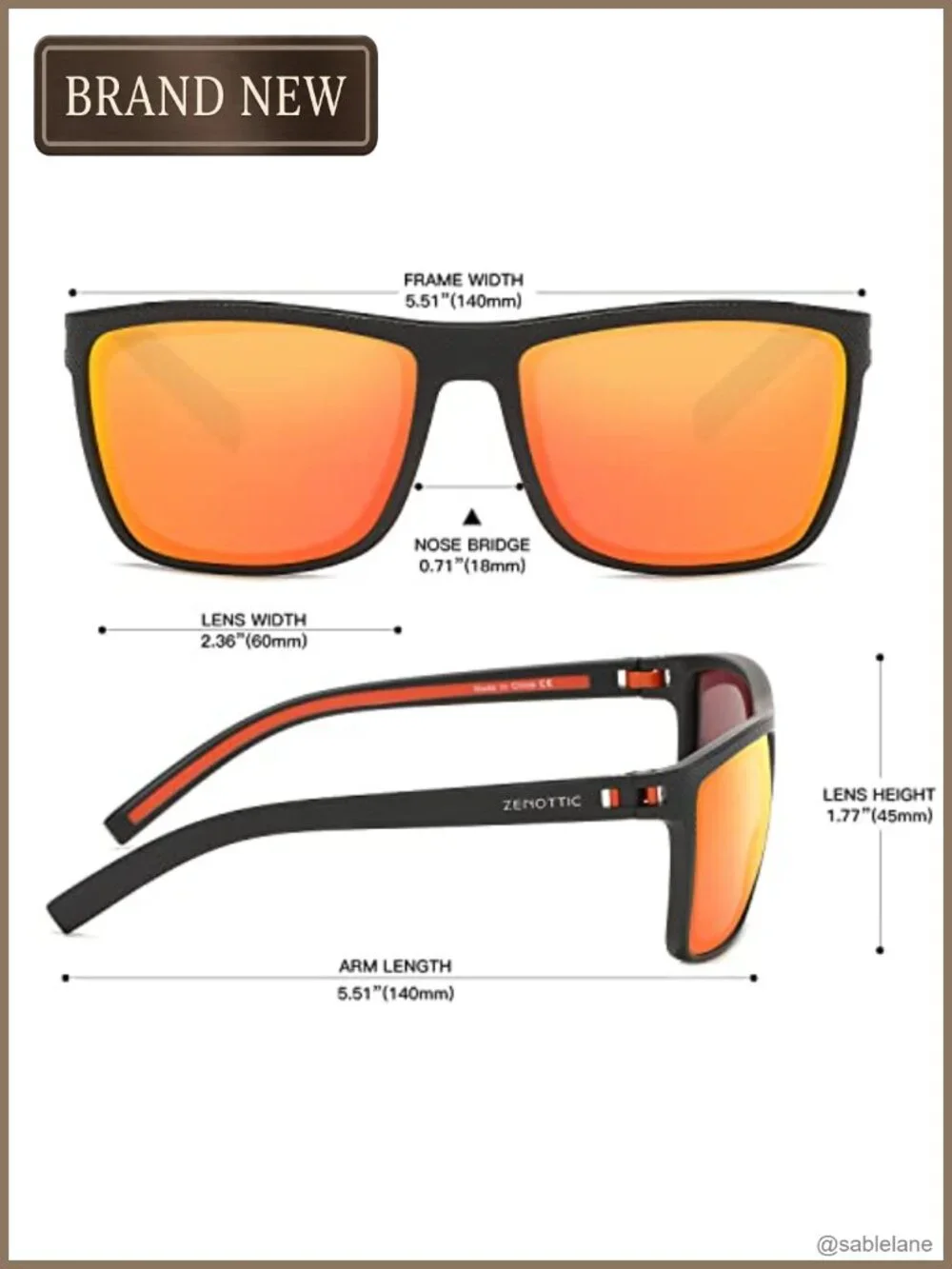 Polarized Sunglasses for Men Lightweight TR90 Frame UV400 Protection Square